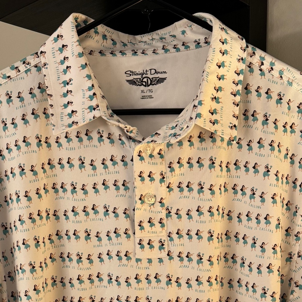 Hula Girl Golf Polo By, 'Straight Down' Size XL